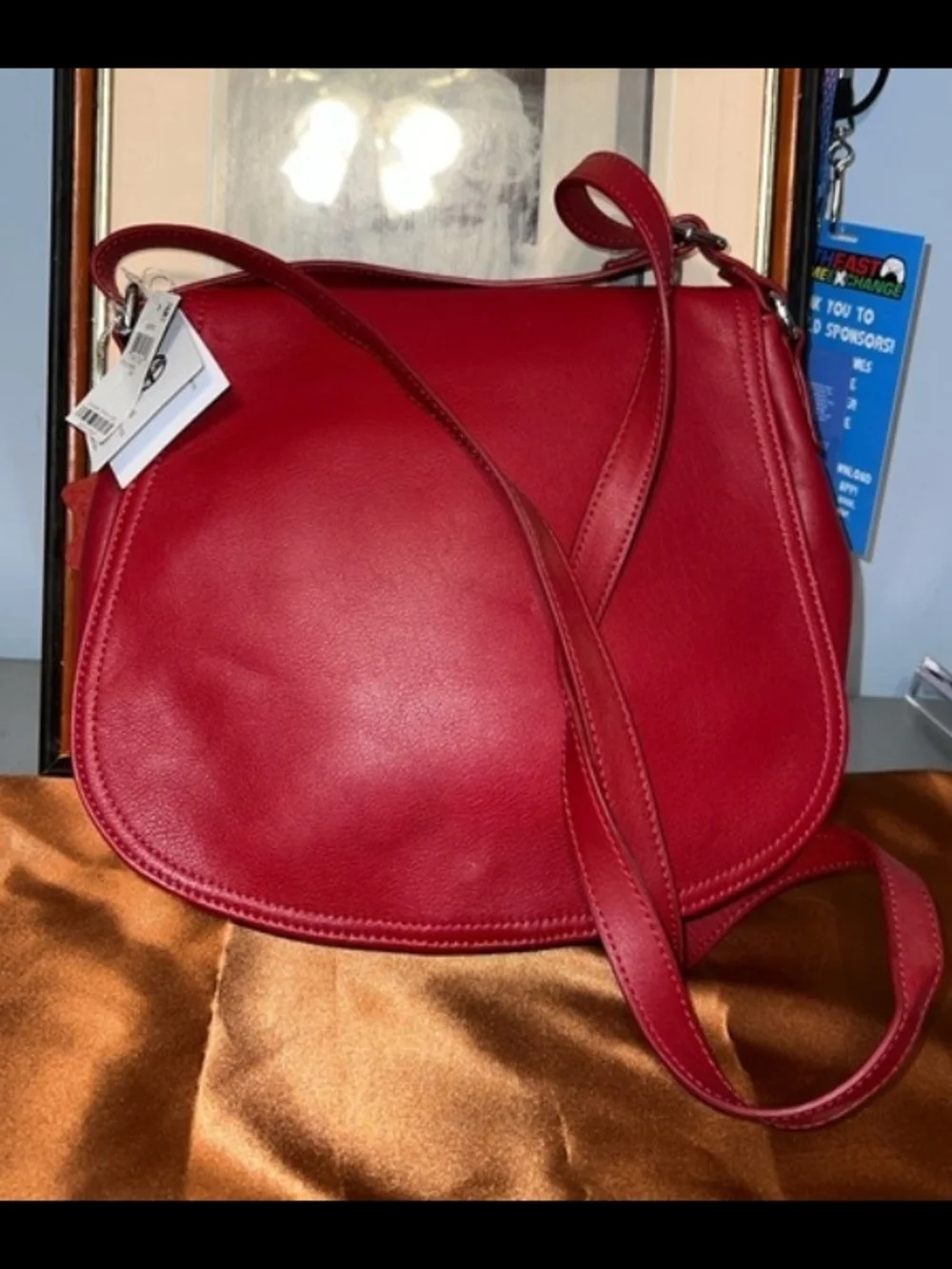 Giani Bernini Red Leather Crossbody Satchel! NWT